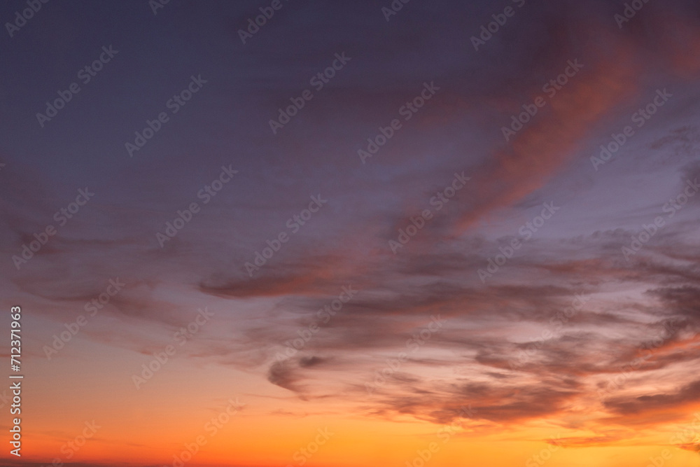 Bright fabulous sunset with circular clouds on the Balkan Peninsula. soft focus