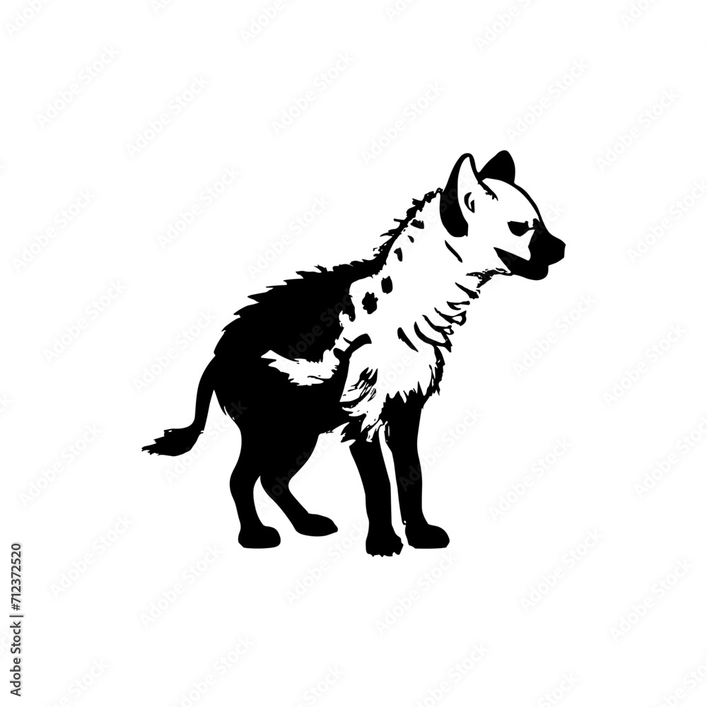 Furious Hyena standing tall vector illustration | Silhouette of a hyena in full black Furious Hyena standing tall vector illustration | Silhouette of a hyena in full black
