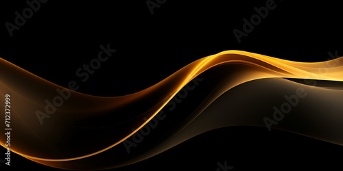 Golden transparent wave flow on black background