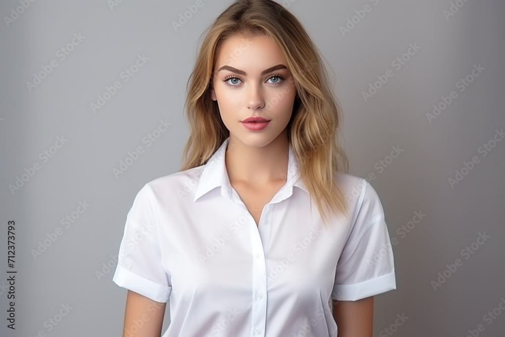 Woman in White Tshirt Mockup created with Generative AI Woman in White Tshirt Mockup created with Generative AI