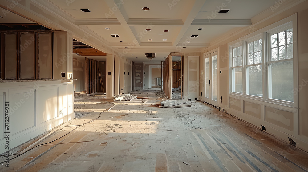 Modern minimalist house being under renovation and reconstruction Modern minimalist house being under renovation and reconstruction