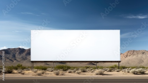 A large long empty banner standing on the street along the road. Background for the design