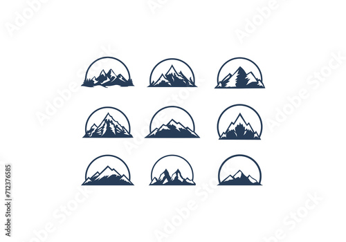 collection of mountain vector icon, logo, illustration, isolated on white background