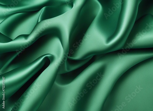  Close-up of a luxurious Emerald satin fabric with elegant folds, conveying a sense of richness and opulence
