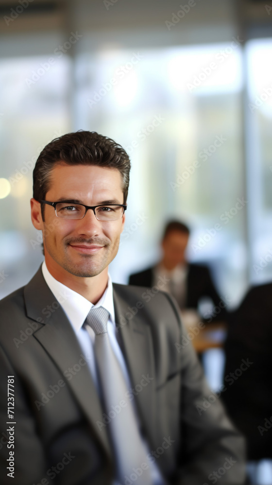 Confident businessman standing  and looking at camera ,generative Ai