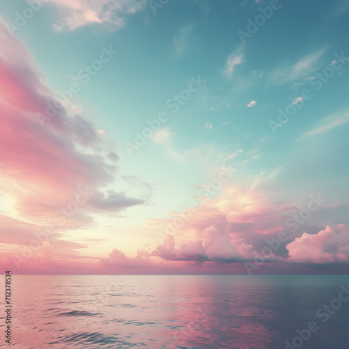 海と夕焼け空。AI生成画像 © saharam