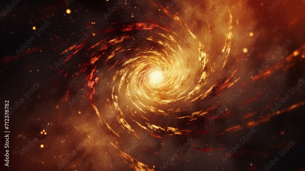 Fototapeta premium An intense abstract image of a fiery vortex, swirling with bright light and glowing particles that suggest dynamic motion and energy.