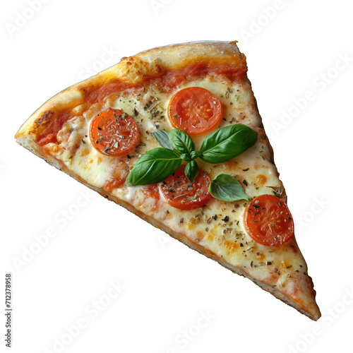 slice of pizza margherita . Clipart PNG image . Transparent background . Generative AI 