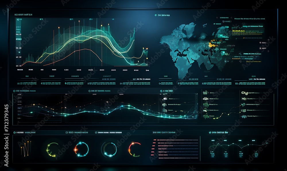 Obraz premium Data science analytics concept, dark teal colors. Generative Ai