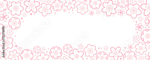 Wallpaper Mural Spring flowers, blossoms, blooms, floral frame. Rectangular border with copy space on transparent background. Line art style vector illustration. Abstract geometric design. Concept seasonal banner Torontodigital.ca