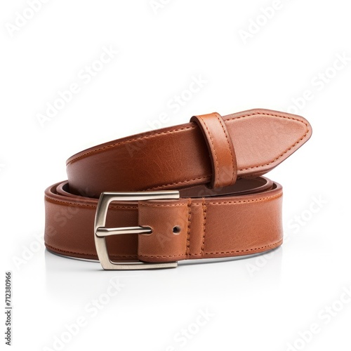 Leather belts on a white background.