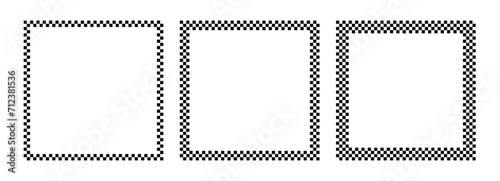 Square checker frames. Racing chess borders. Design for text for start, finish or winner. Pack of isolated elements on a white background.