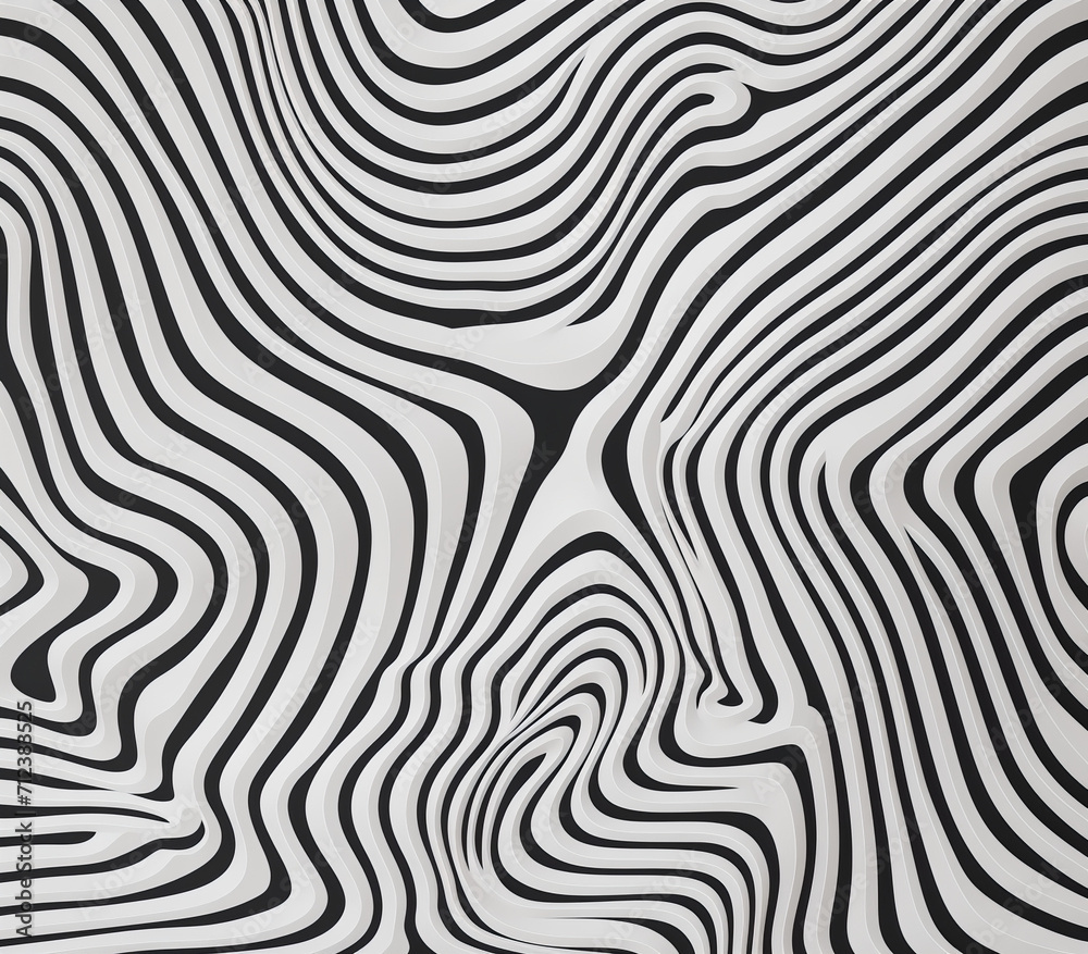 4d very thick black color line on white minimalist moiré pattern