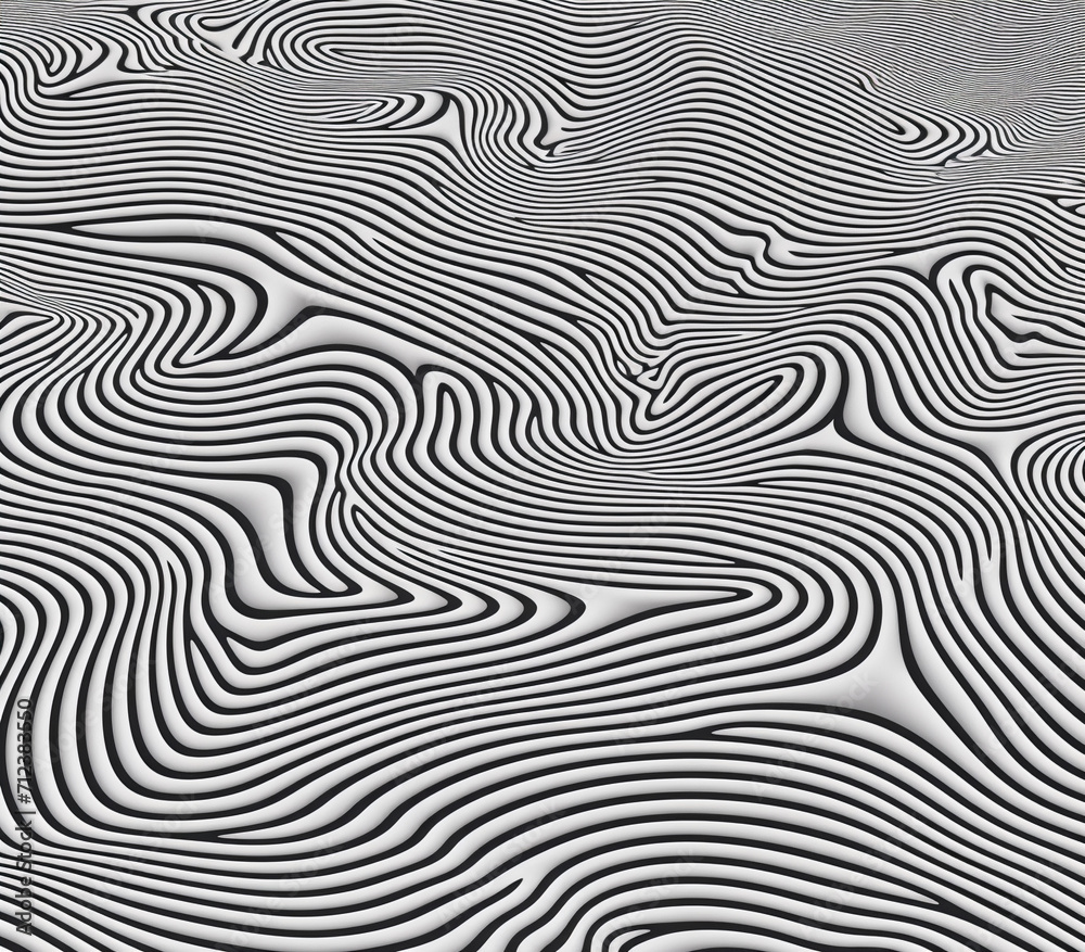 Naklejka premium 4d very thick black color line on white minimalist moiré pattern