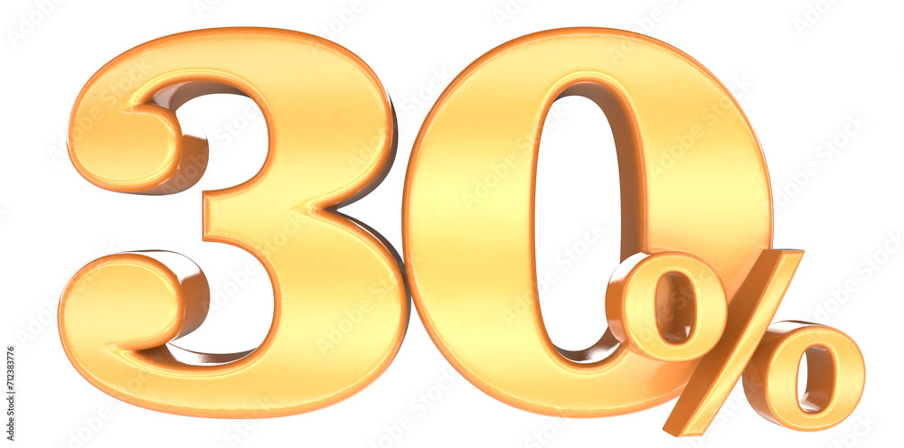 30 percent 3d rendering gold metal discount 30 percent 3d rendering gold metal discount