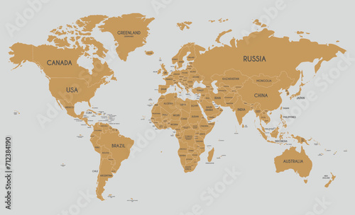 Political World Map vector illustration. Editable and clearly labeled layers.
