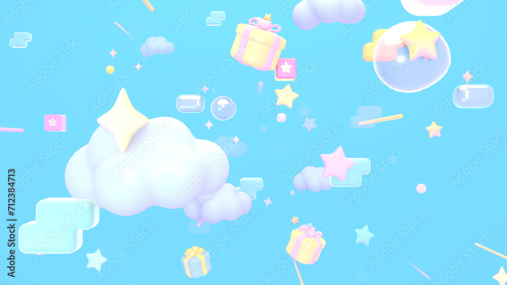3d rendered cartoon blue sky. 3d rendered cartoon blue sky.