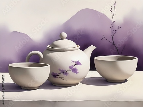 A teapot and cup vector illustration