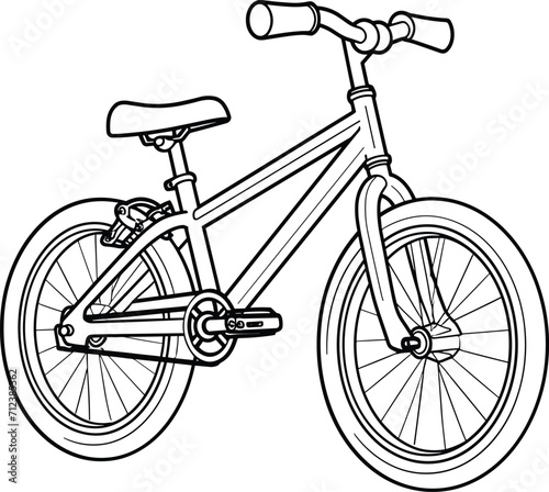 Bicycle coloring page modern classic paddle cycle  vector illustration