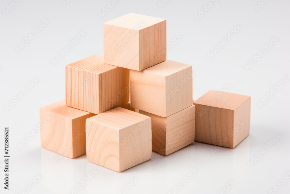 Stacked Simplicity: Wooden Cubes Arranged in a Creative Formation Stacked Simplicity: Wooden Cubes Arranged in a Creative Formation