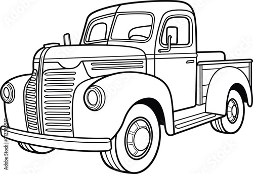 Classic truck coloring page modern truck vector illustration outline