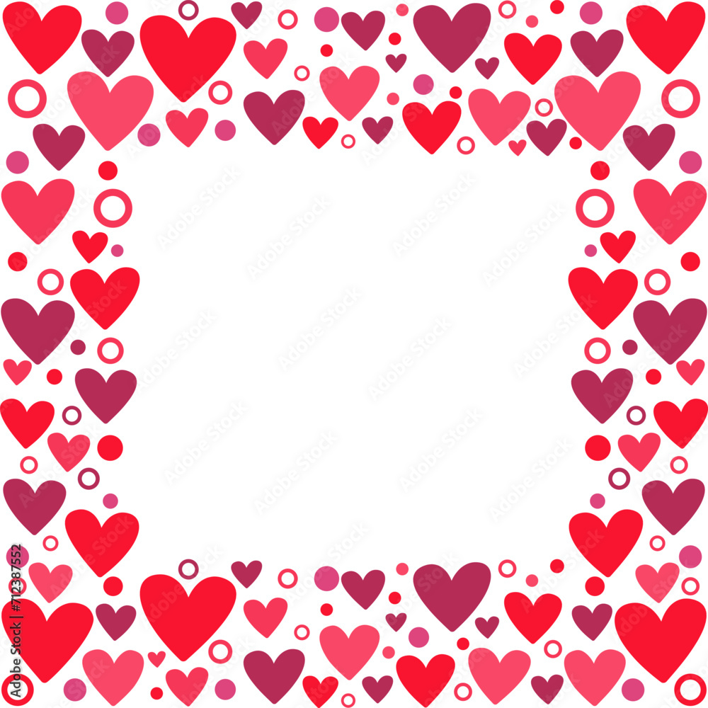 Rectangular frame with hearts. Red and pink confetti in the shape of hearts forming a rectangular frame. It is used as a design element for Valentine's Day. Stock illustration Rectangular frame with hearts. Red and pink confetti in the shape of hearts forming a rectangular frame. It is used as a design element for Valentine's Day. Stock illustration