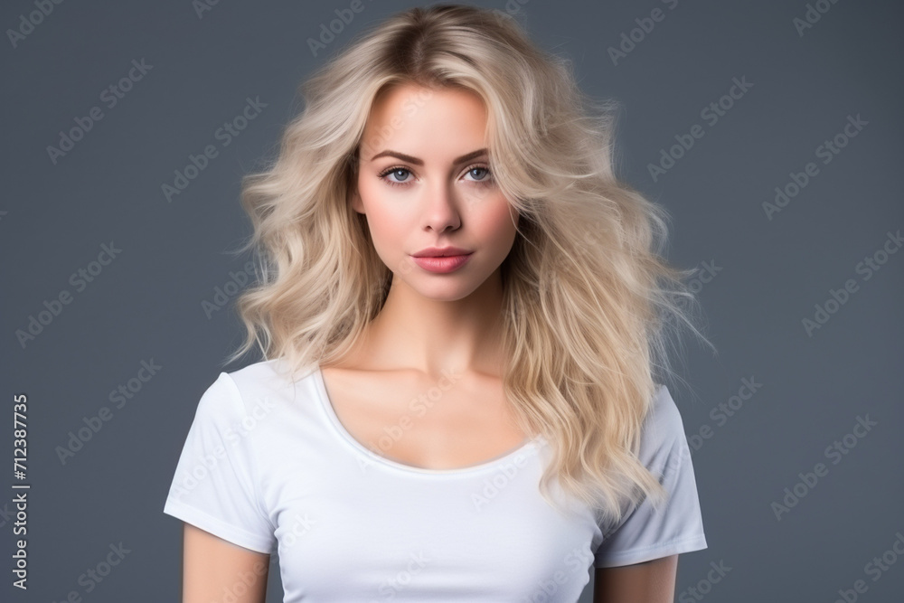 Woman in White Tshirt Mockup created with Generative AI
