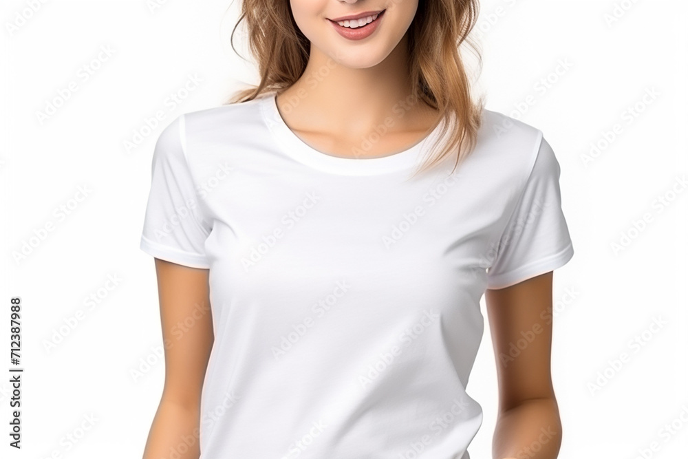 Woman in White Tshirt Mockup created with Generative AI Woman in White Tshirt Mockup created with Generative AI
