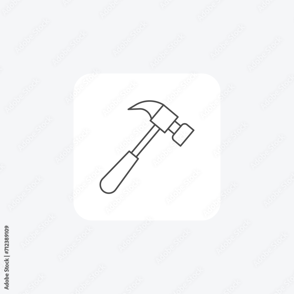 Hammer grey thin line icon , vector, pixel perfect, illustrator file Hammer grey thin line icon , vector, pixel perfect, illustrator file