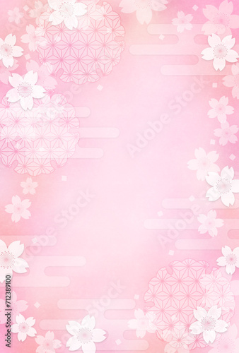 和風の桜の花の背景_縦位置