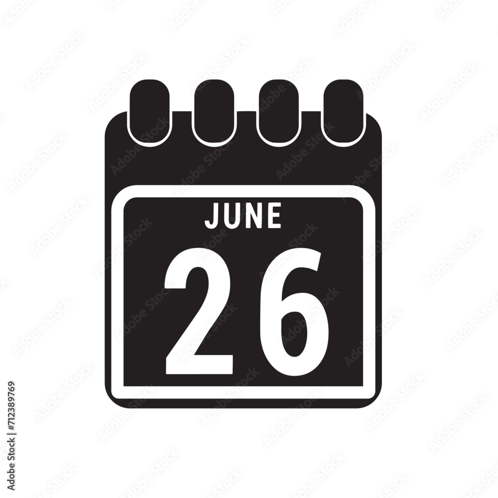 Calendar displaying day 26 (twenty-sixth) of the June - Day 26 of the month. Illustration
Calendar displaying day 26 (twenty-sixth) of the June - Day 26 of the month. Illustration
