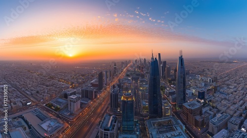 Bird's eye view of a big city with skyscrapers