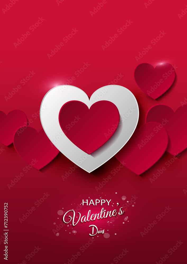 Beautiful happy valentine's day background design with shiny red hearts Beautiful happy valentine's day background design with shiny red hearts