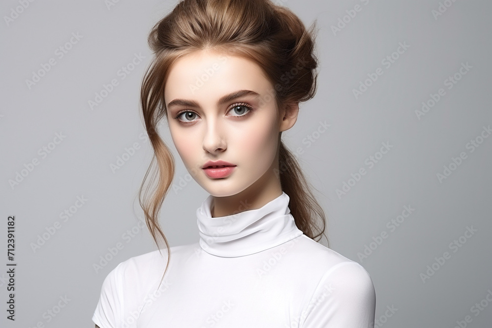 Woman in White Tshirt Mockup created with Generative AI Woman in White Tshirt Mockup created with Generative AI