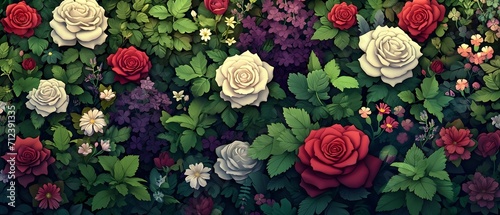 Vibrant Floral Wallpaper with a Variety of Roses