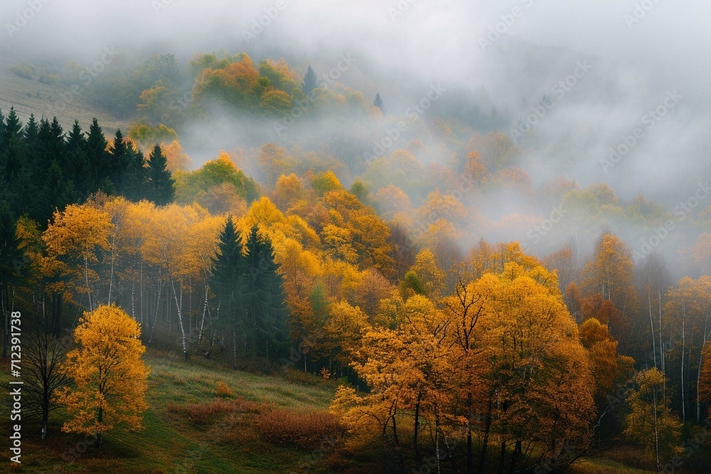 Misty autumn Transcarpathia