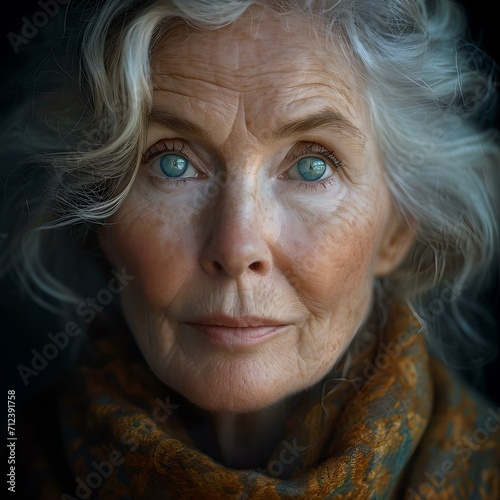 Wallpaper Mural Elegant senior woman with captivating eyes in a close-up portrait. timeless beauty and wisdom captured. AI Torontodigital.ca