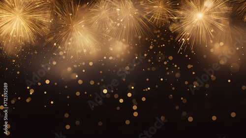 Happy New Year, burning fireworks with bokeh light background