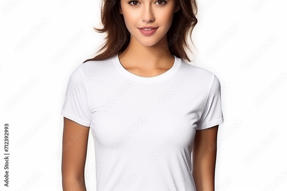 Woman in White Tshirt Mockup created with Generative AI Woman in White Tshirt Mockup created with Generative AI