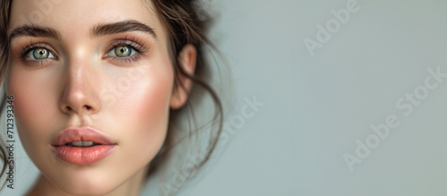 Beauty portrait of young woman with perfect skin and natural make up