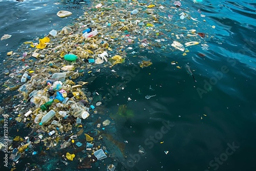 Polluted waters. Microplastics - threat to the ecosystem. Plastic pollution ecology crisis