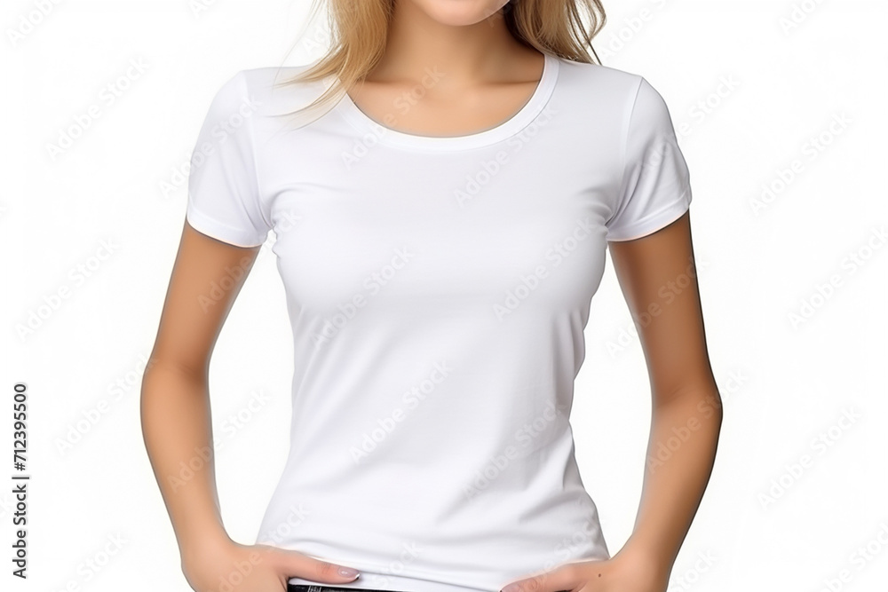 Woman in White Tshirt Mockup created with Generative AI Woman in White Tshirt Mockup created with Generative AI