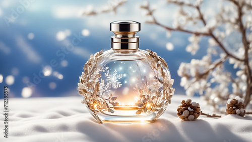 great bottle of perfume in the snow