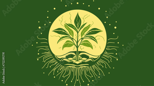 Abstract hands forming a circle around a plant sprout promoting the benefits of plant-based diets for health .simple isolated line styled vector illustration