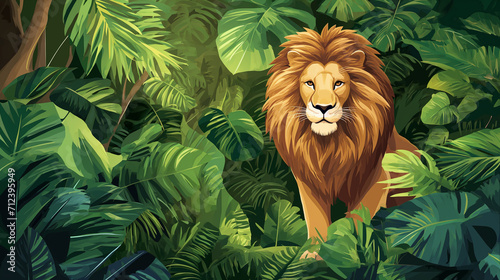 Leão o rei da floresta - Ilustração infantil  photo