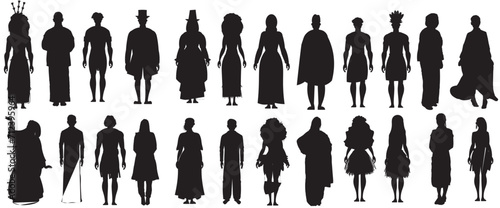 silhouettes of people in  traditional dress photo