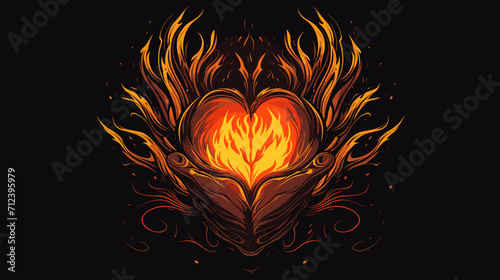 Abstract hands forming a heart with a flame inside symbolizing the passion for maintaining one's health .simple isolated line styled vector illustration