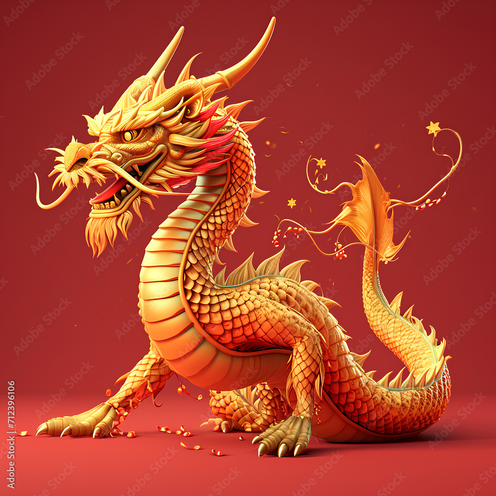 Fototapeta premium chinese new year golden dragon, lunar of the year