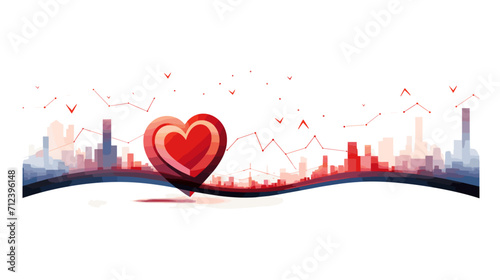 Abstract heartbeat line transforming into a winding road symbolizing the journey to a healthy heart .simple isolated line styled vector illustration