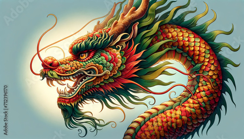 Colorful Chinese Dragon With Long Neck